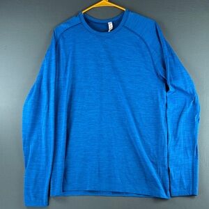 Lululemon Men's Blue Long-Sleeve Performance Crew Neck Shirt